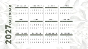 2027 calendar featuring a clean annual layout for businesses planning custom calendar printing and branded marketing campaigns.